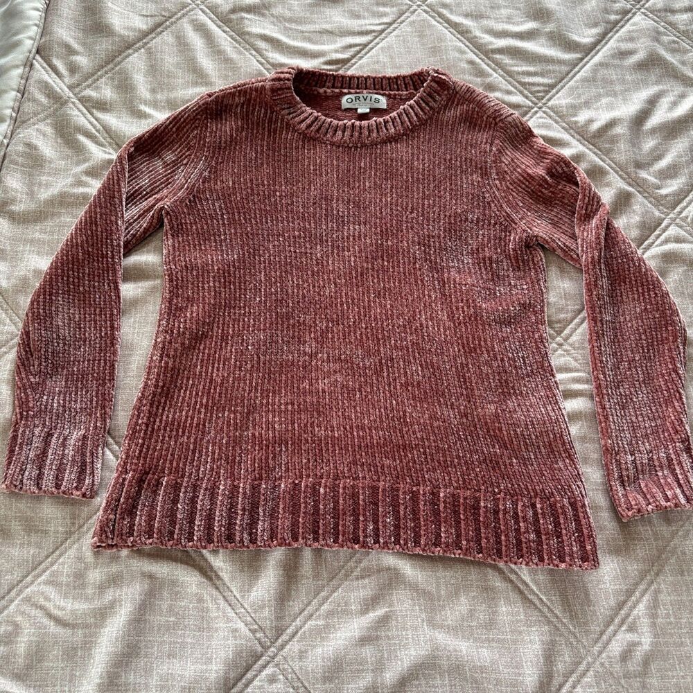Orvis: Classic Collection Dusty Rose Chenille Ribbed Crewneck Sweater Size Small
